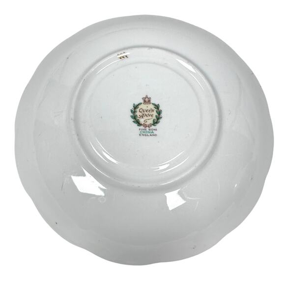 Vintage Queen Anne Lily of The Valley Cup and Saucer White Heavy Gold Gilt China - Picture 7 of 11